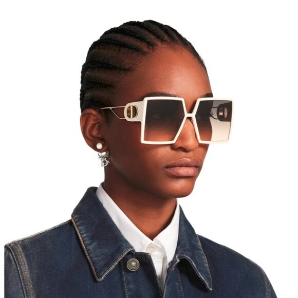 Dior 30Montaigne SU 95B2 White CD Geometric-Square Sunglasses - Picture 1 of 12